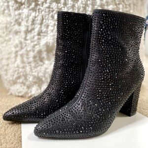 Black Rhinestone Boots
